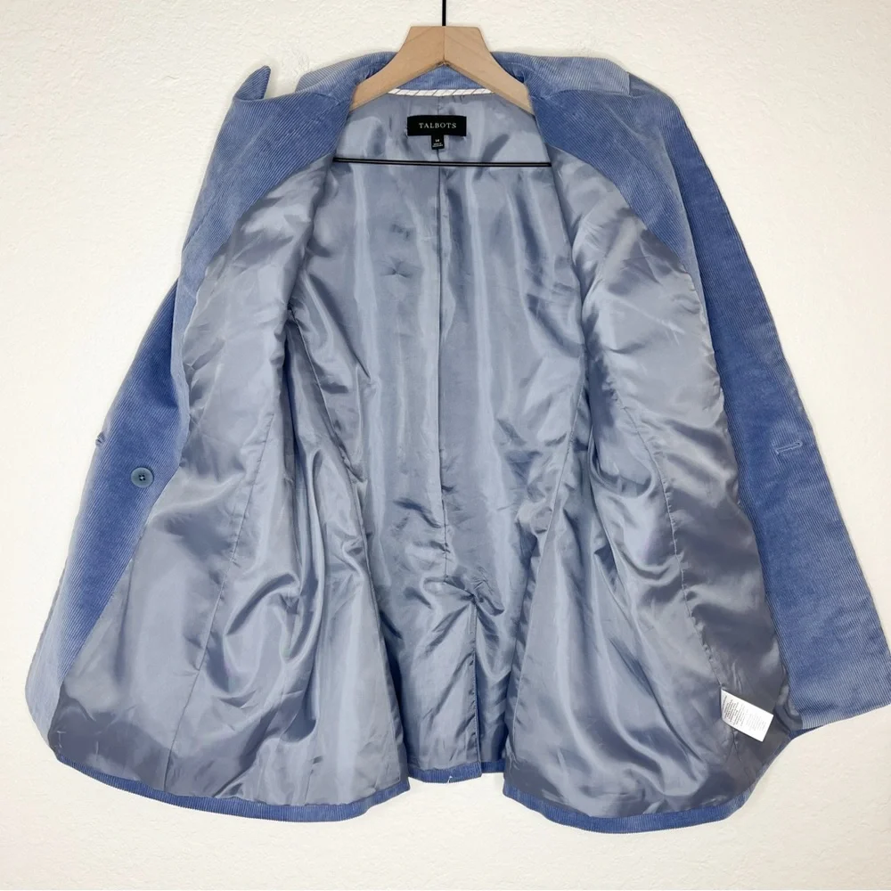 Talbots Corduroy Double Breasted Blazer Blue size 14